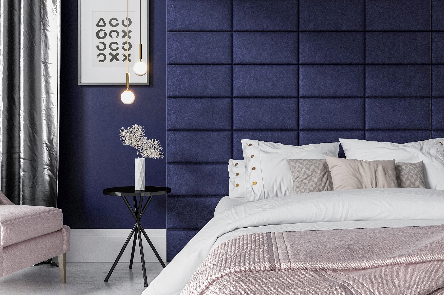 Panel Ścienny Tapicerowany 60x10 Prostokąt Wysokość mebla 10 cm