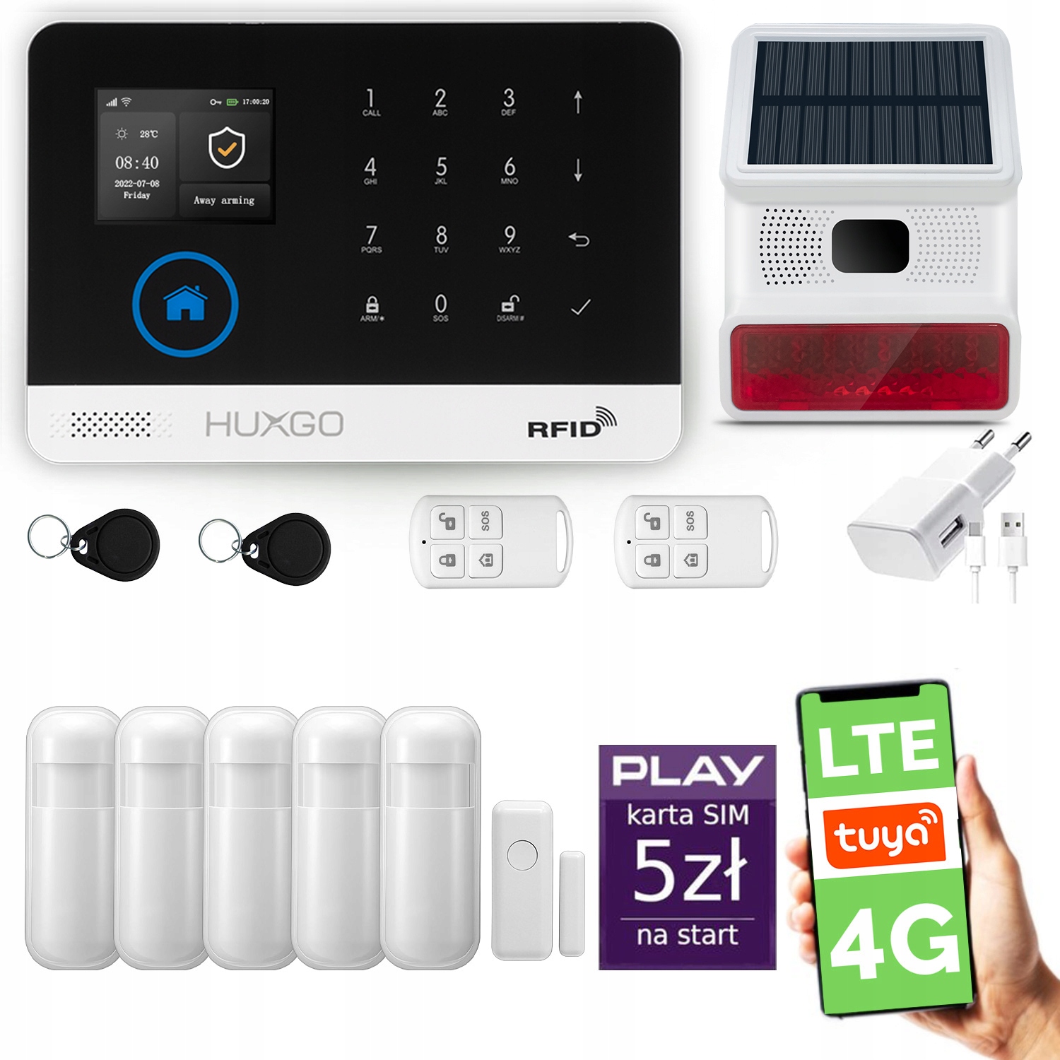 Bezdrôtový alarm WiFi Gsm 4G Lte s aplikáciou Tuya, Huxgo HXA003 4G