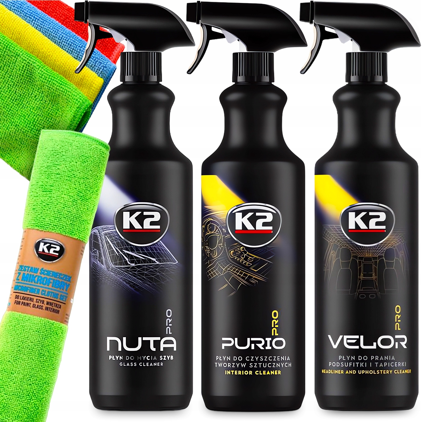 K2 Purio Velor Nuta Pro 1L Czyszczenie Pielęgnacja Tapicerki Wnętrza Szyb
