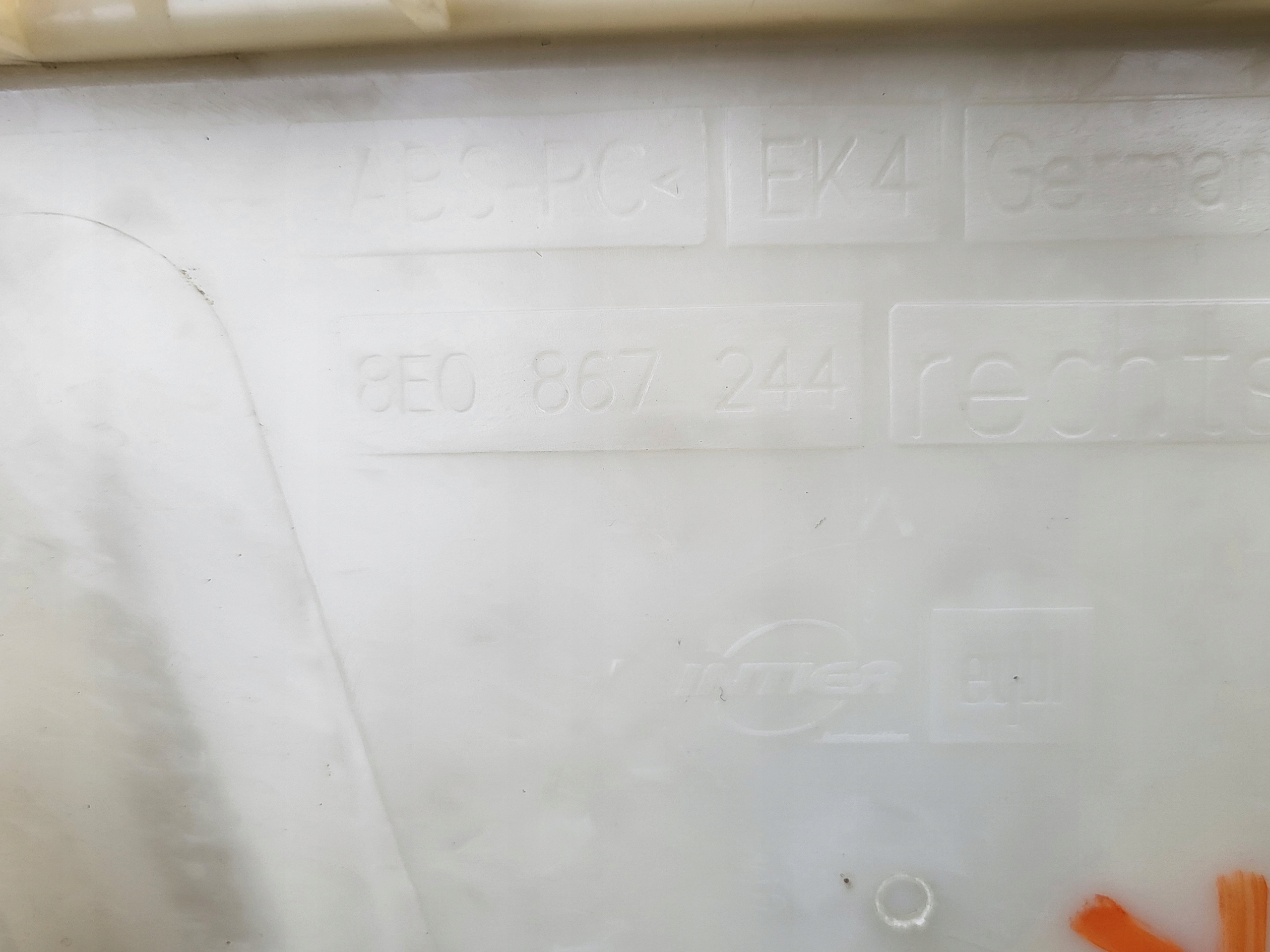 cover side SLUPKA B right the centre AUDI A4 B7 8E SZARE OE EU