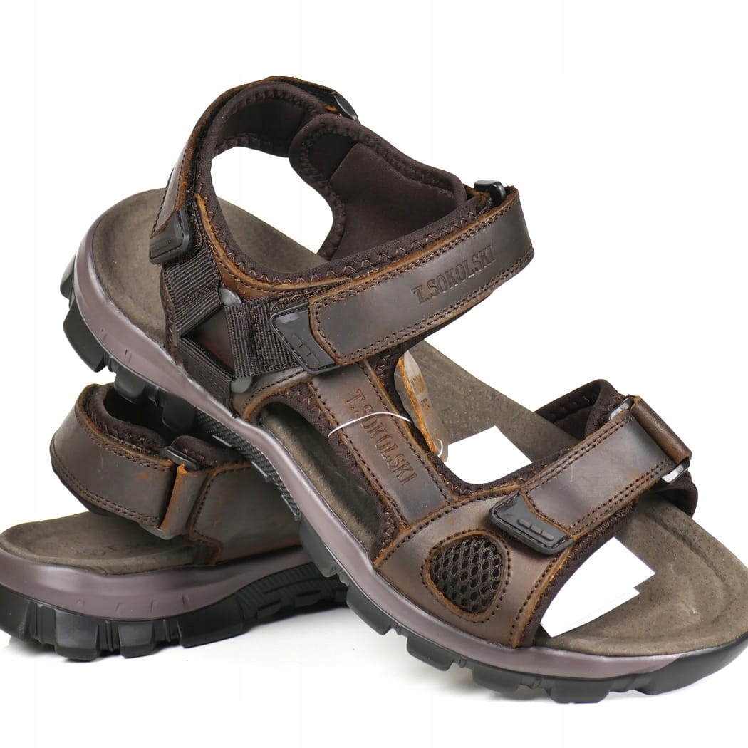 iButy Pánské Kožené Sandály Na Suchý Zip Nastavitelné Hnědé Sokolské Kožené Top