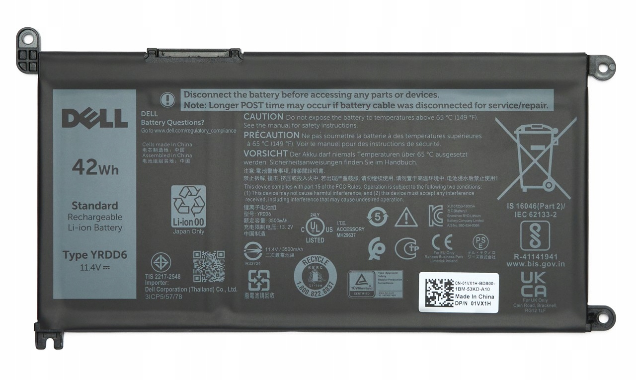 Nová Originální Baterie Pro Notebook Dell Typu YRDD6 42Wh 3C 2025