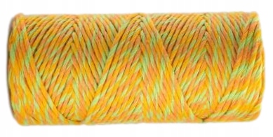 Sznurek do Makramy Bawełniany Skręcany Eco Twist Trzy Pomarańcze 20m 2mm