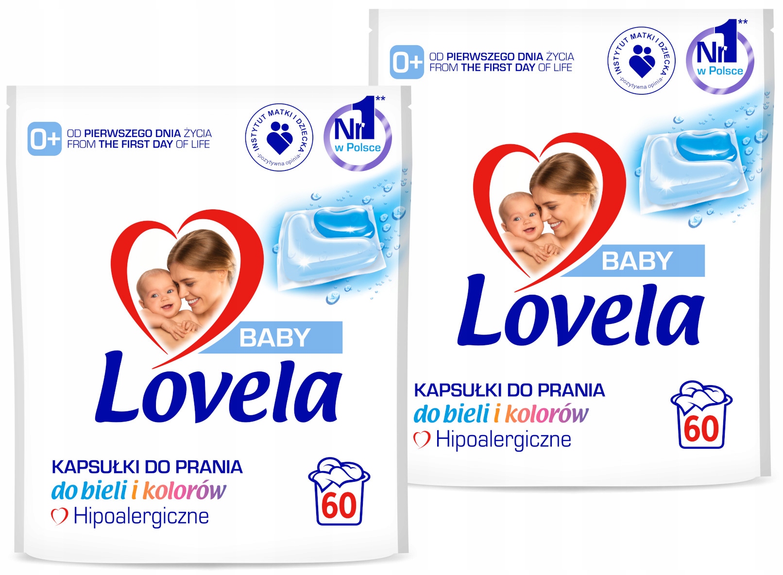 Levně Sada Lovela Baby Kapsle na praní bílé a barevné barvy 2 x 60 kusů