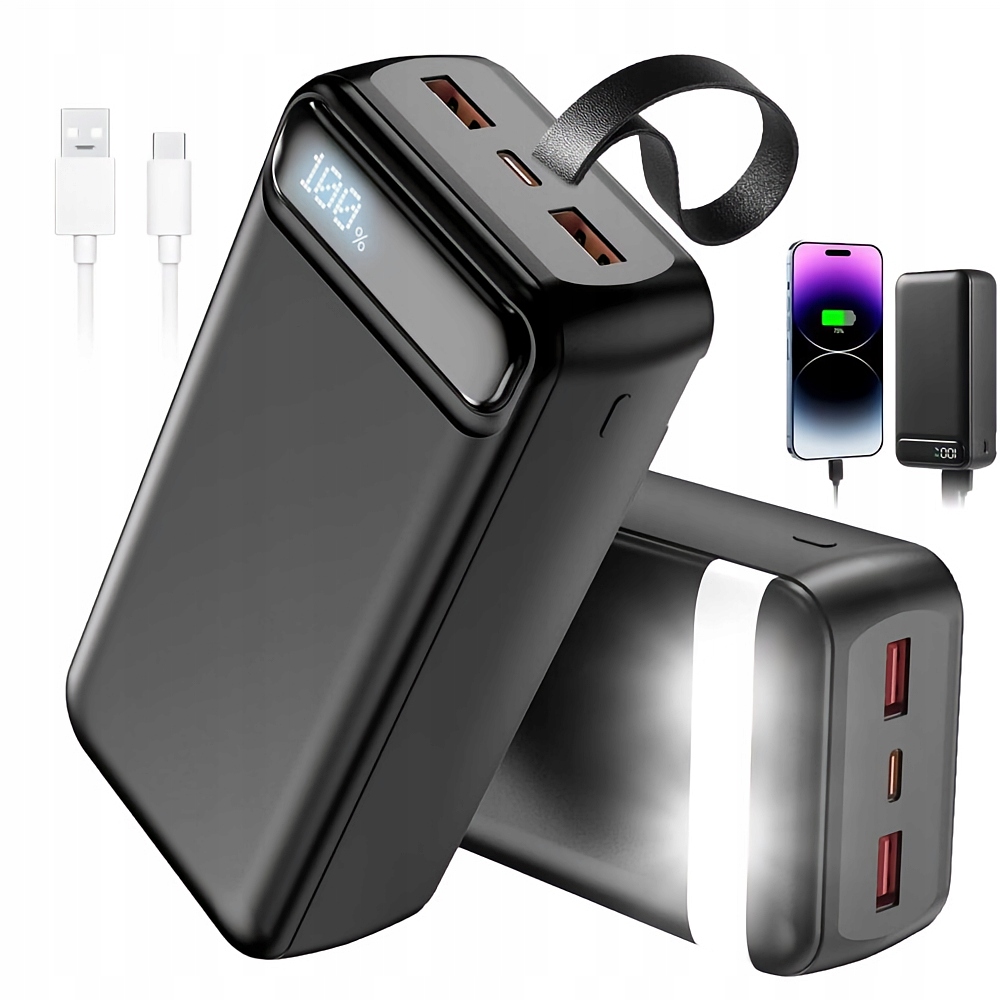 Power Banka 50000MAH 22 5W Qc Vysoce Výkonná Nabíječka Pro 3 Zařízení S Kabelem