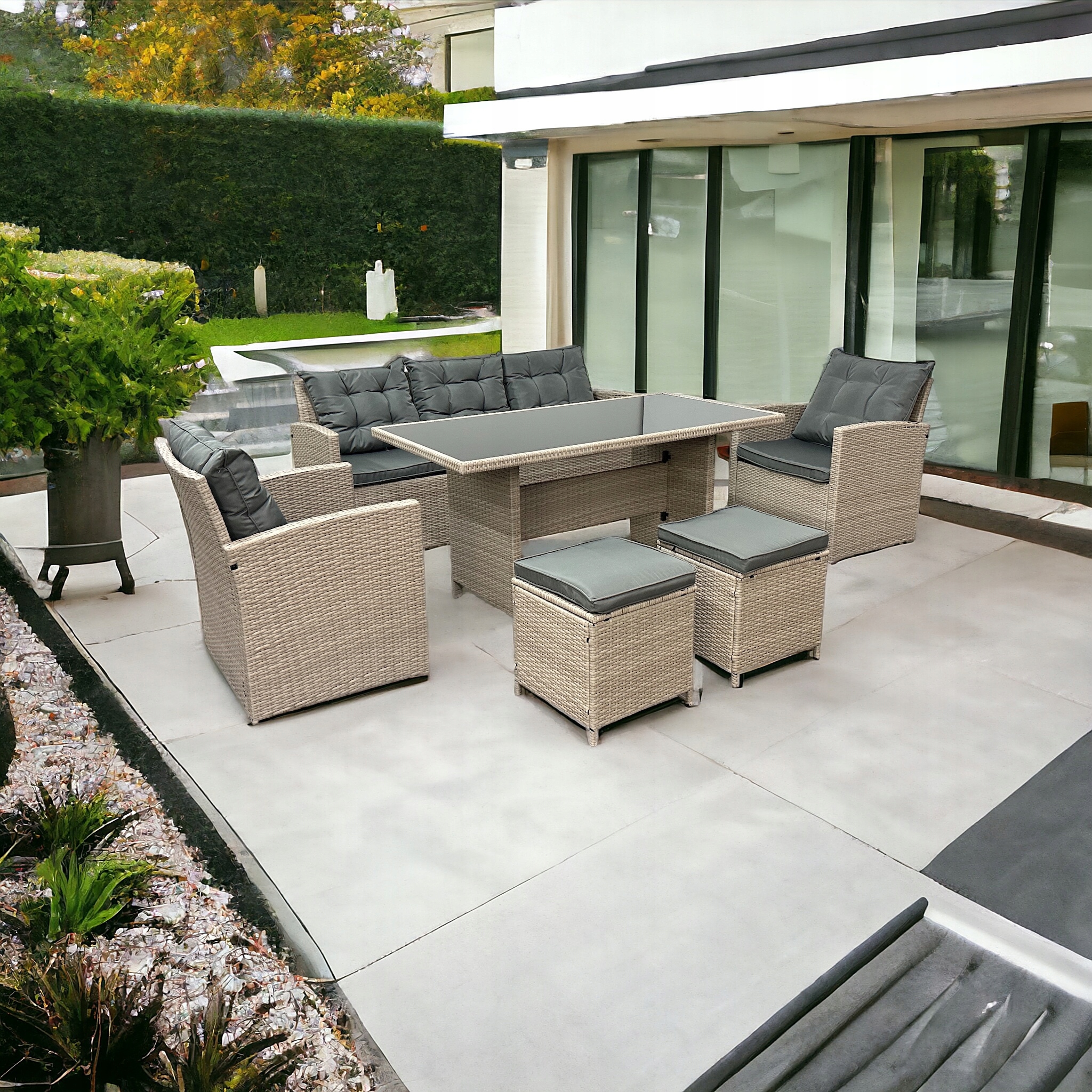 Zestaw mebli ogrodowych MTG TRADE GROUP technorattan szary 6 el. Liczba elementów w zestawie 6