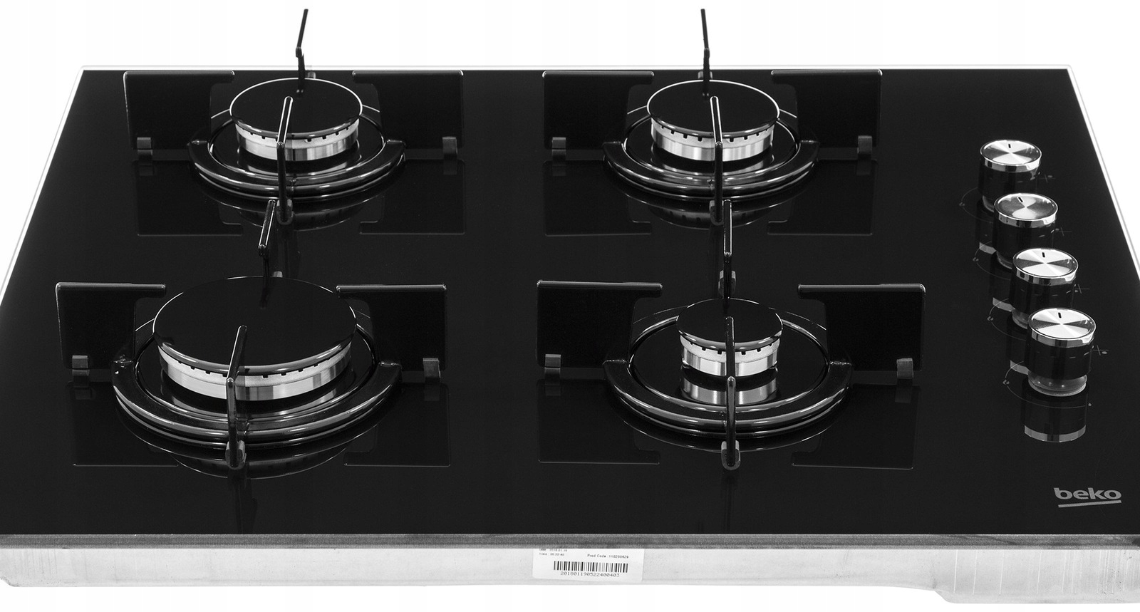 Czarna Płyta gazowa do zabudowy BEKO HILG64120S Obramowanie proste krawędzie