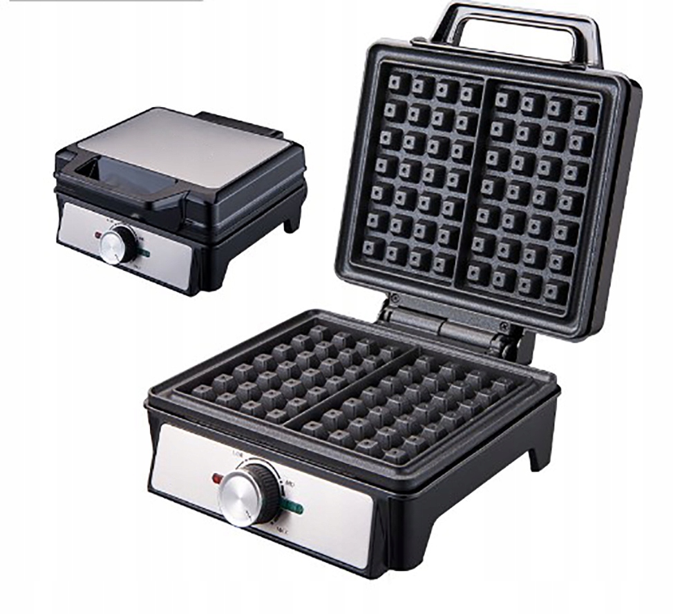 Gofrownica 1600W 2 gofry z regulacją temperatury nieprzywierająca powłoka