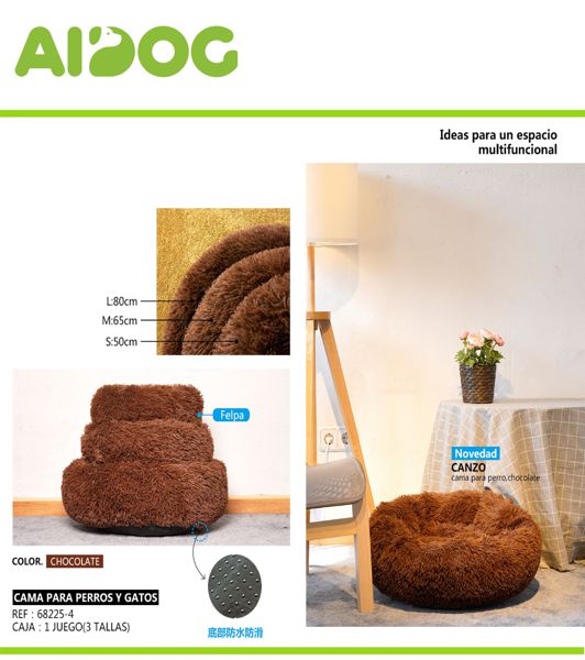 Levně Kulaté Pelíšek pro psy 3-dílné v kávové barvě