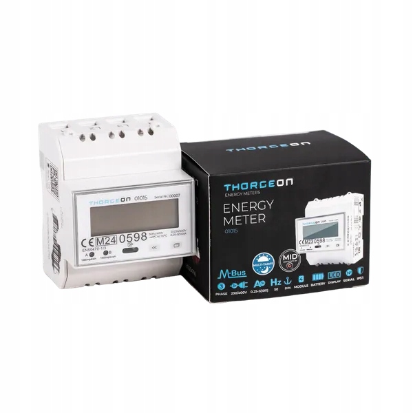 Thorgeon Počítadlo Energie 3-fázový 80A Din vícetarifní certifikát M-bus MI