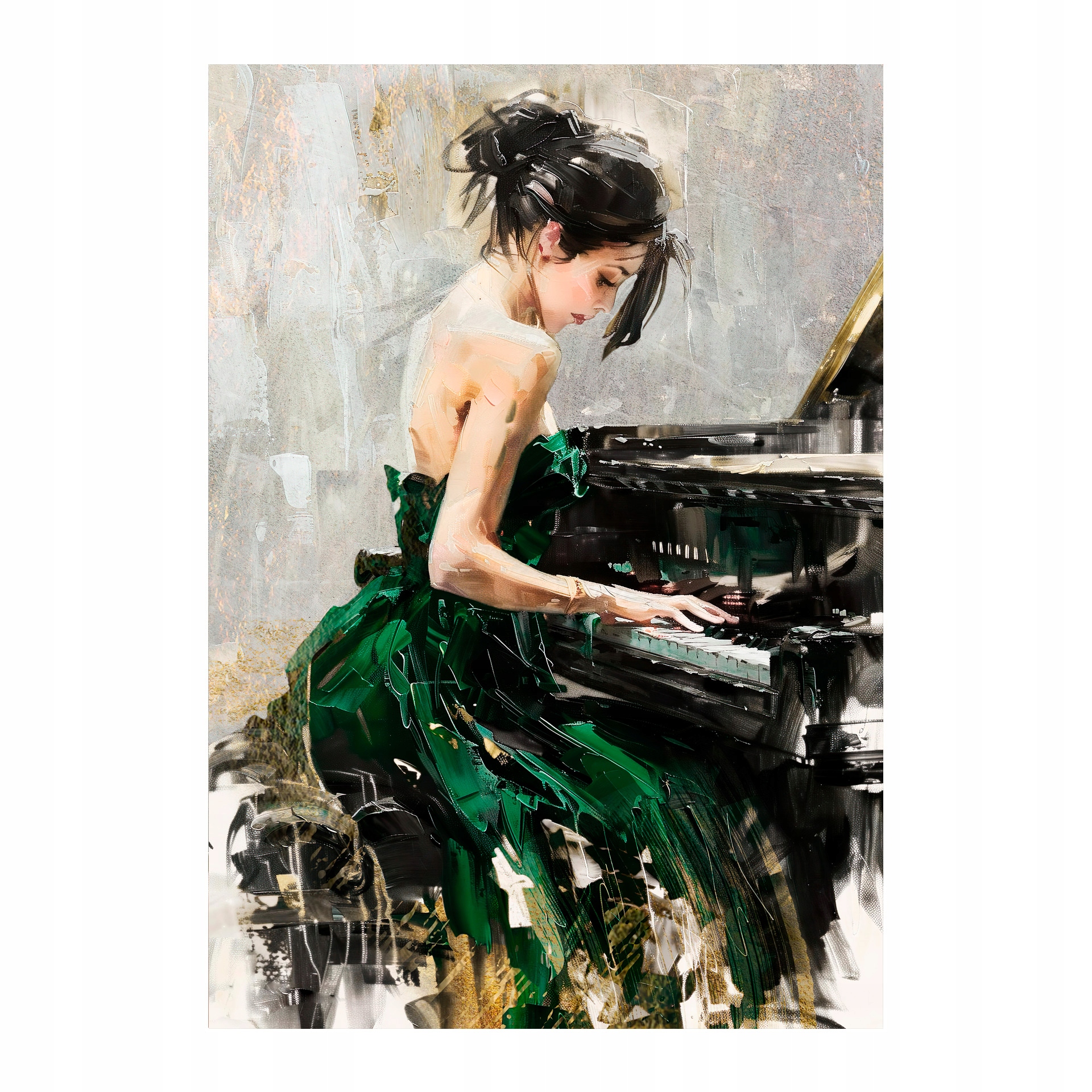 Styler Obraz na plátně 70x100 cm Melodie v zelené barvě, dekorace interiéru