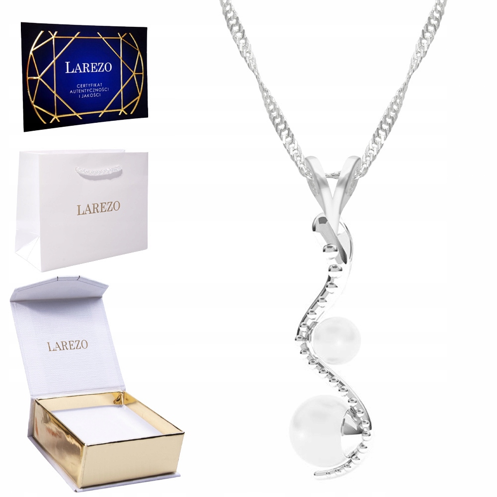 Stříbrný náhrdelník Řetízek 925 Had s perlami a hadem Bílé perly Snake Kobra