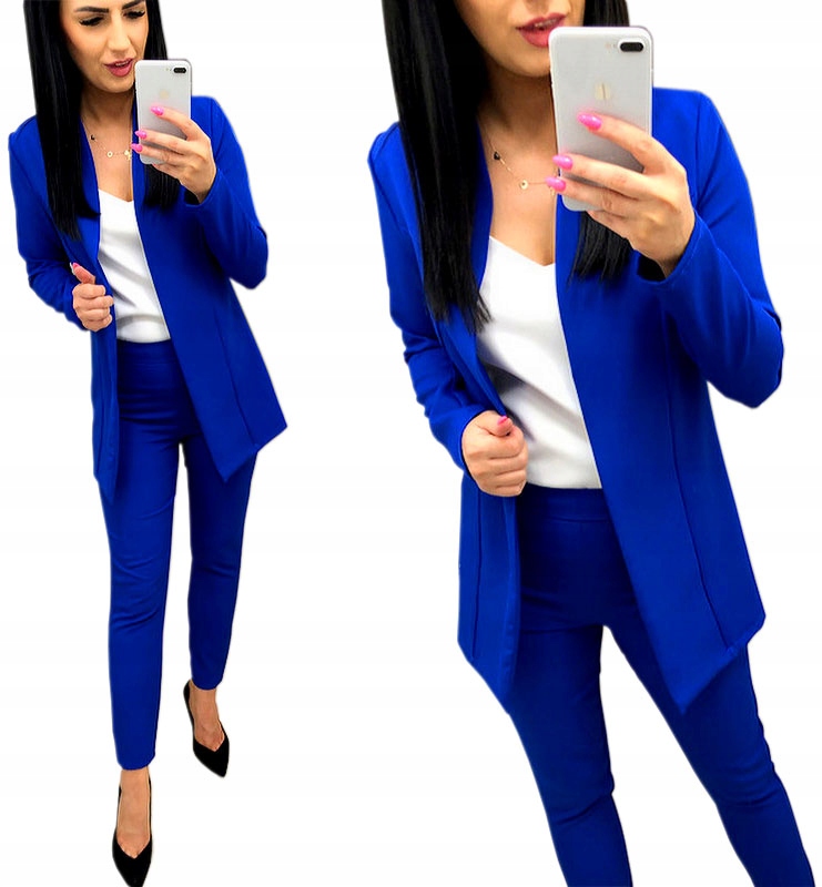 GARNITUR DAMSKI marynarka spodne BORDOWY L Rozmiar L