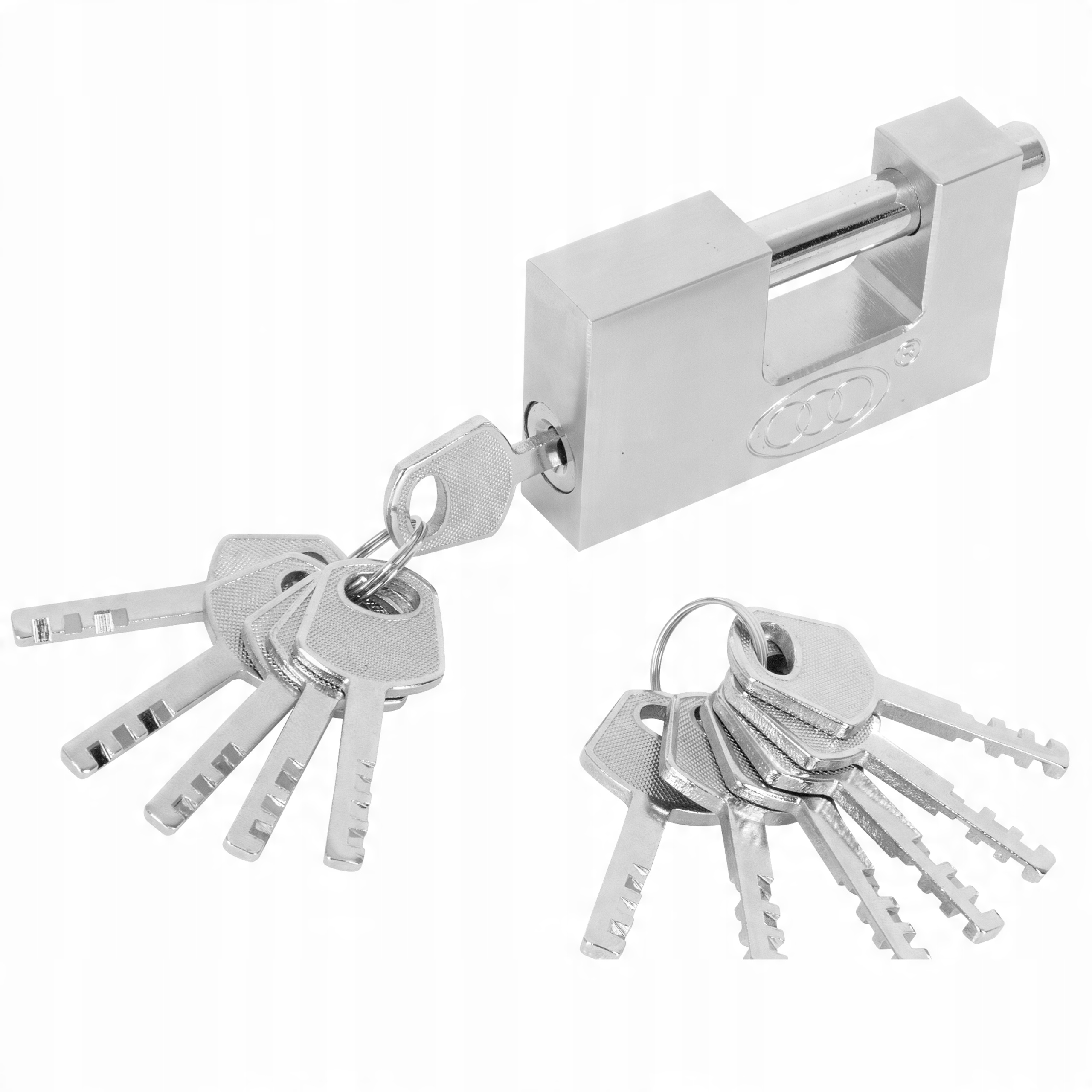 

Kłódka trzpieniowa 80 mm Stalowa 12 kluczy Nikiel