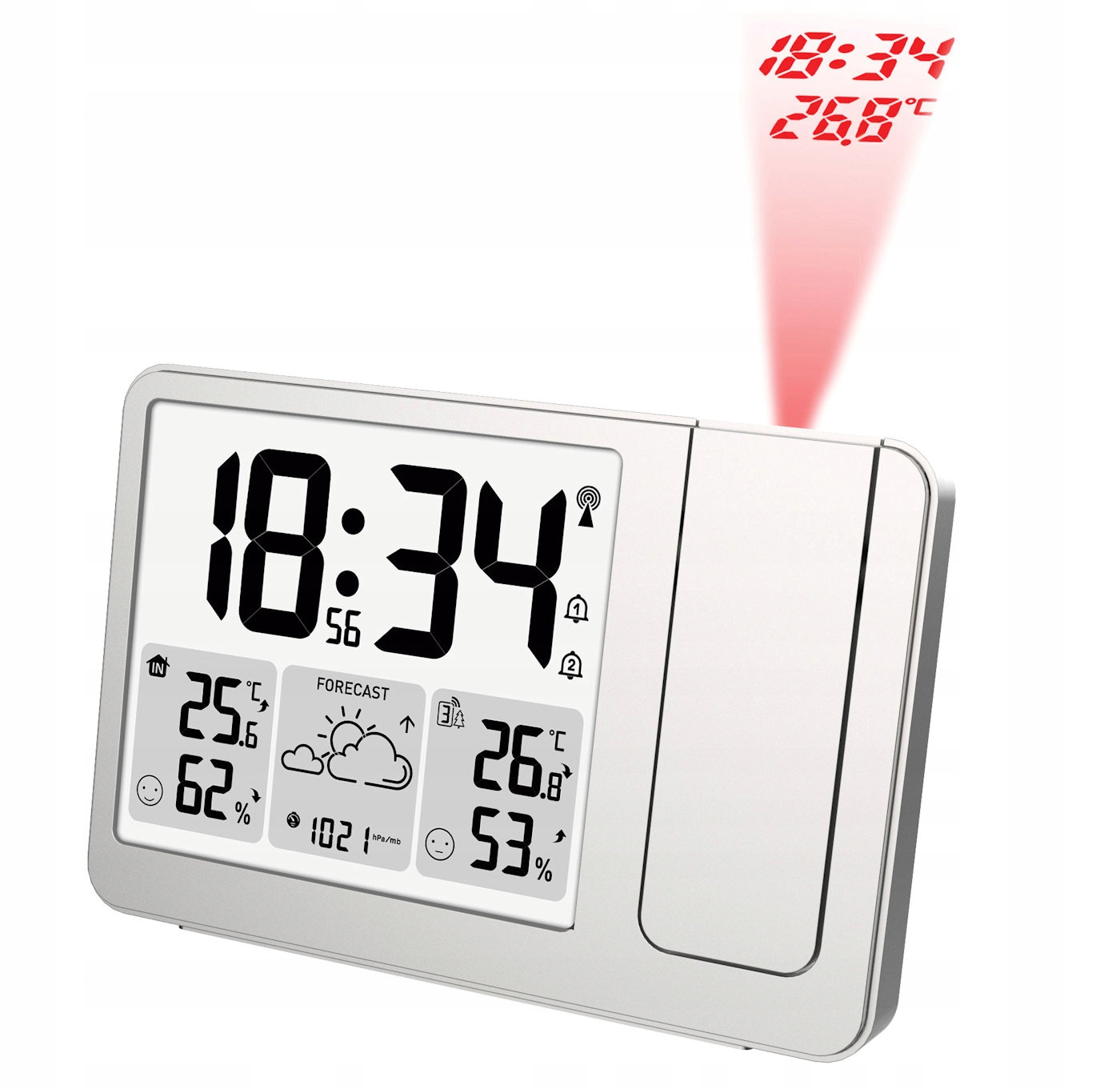 Meteorologická Stanice S Projektorem Jvd RB3539 Sonda Alarmy Počasí Teplota