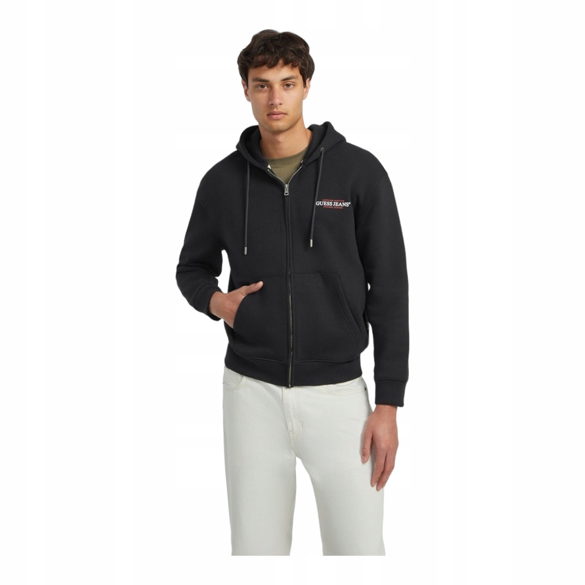 Guess Pánská Mikina S Kapucí Gj Zip Hood Reg Am Černá vel. M