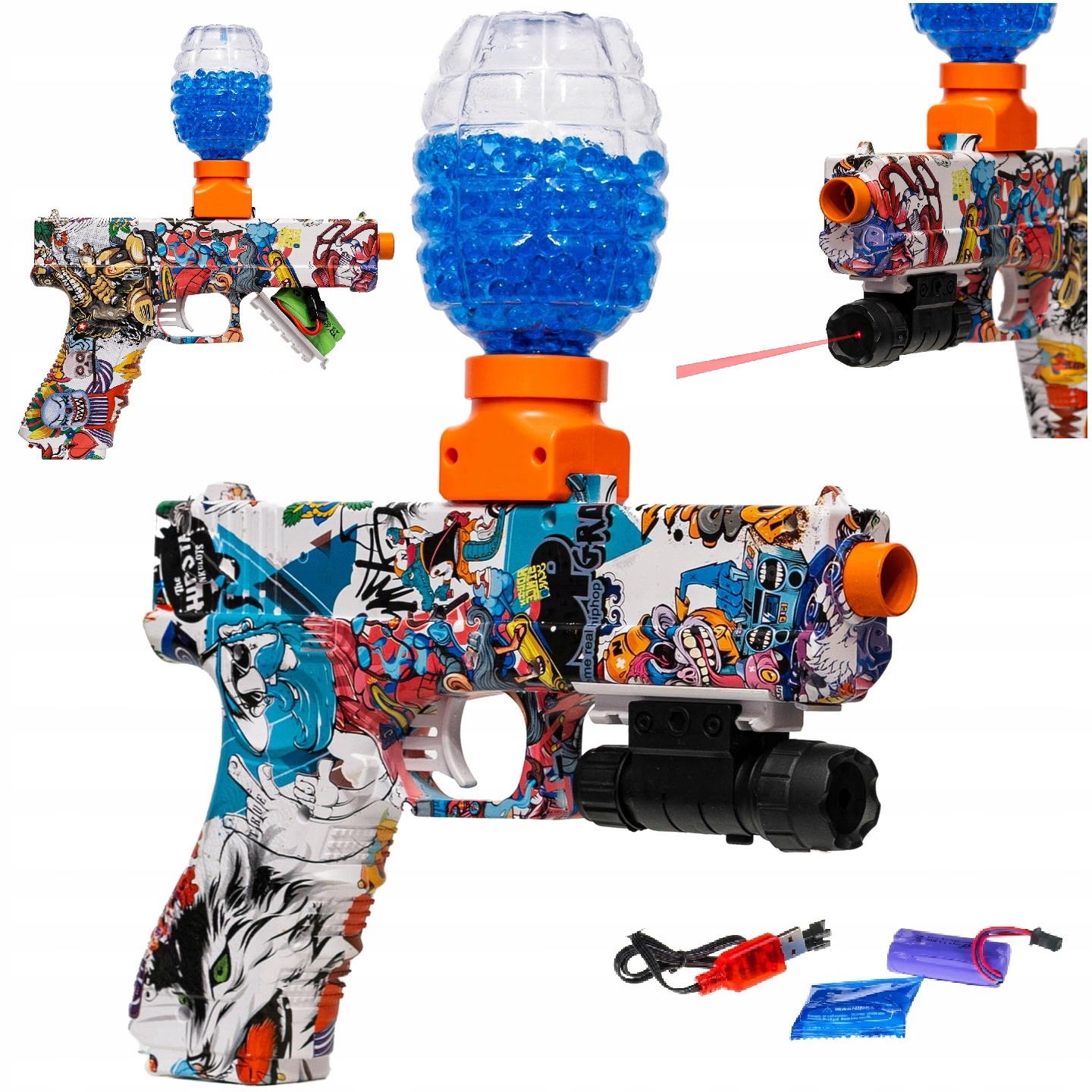 PISTOLET NA KULKI ŻELOWE GLOCK AUTOMATYCZNY Z LASEREM ELEKTRYCZNY