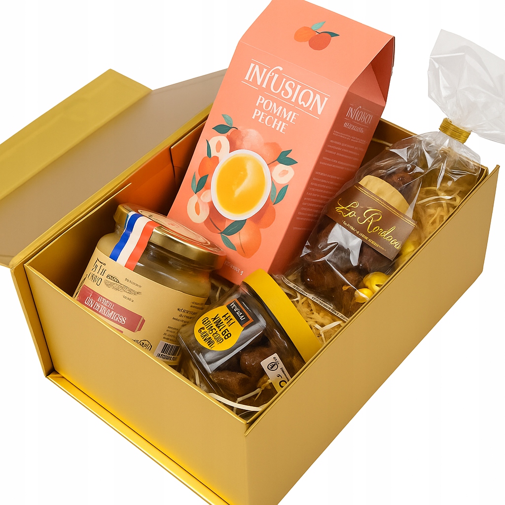 Zestaw prezentowy Francuski Relaks z herbatą, miodem, pralinami i cynamonem