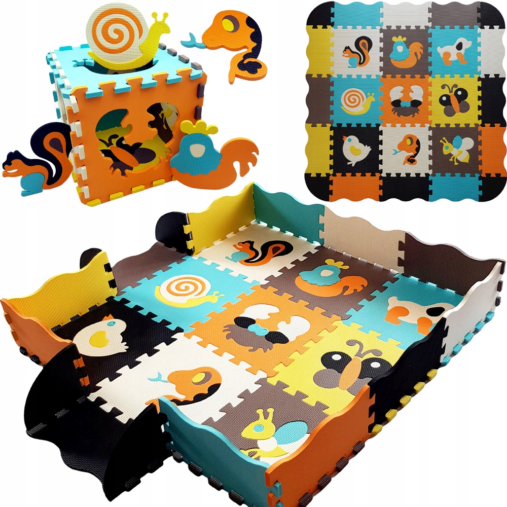 PIANKOWA Mata ZWIERZĘTA PUZZLE składana MIĘKKA XXL