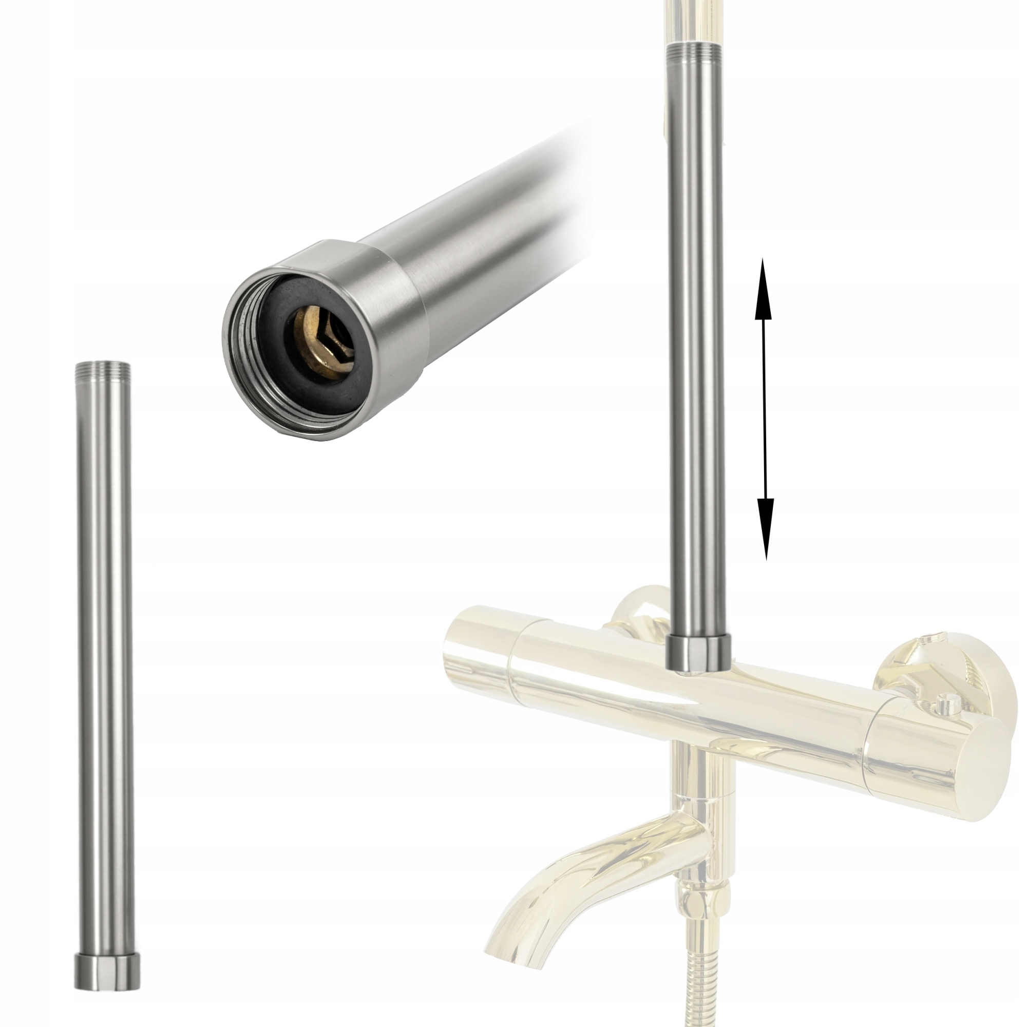

Adapter Przedłużka Prysznic Nikiel Brush 30cm
