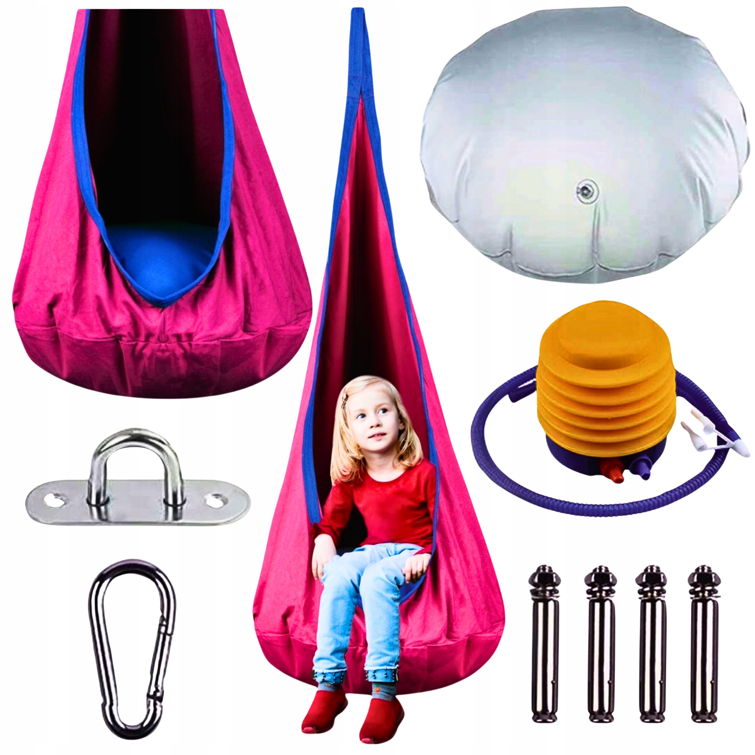 Kokon Zahradní Houpačka Křeslo Houpačka Závěsné Pro Děti Sedátko Růžová Abiko