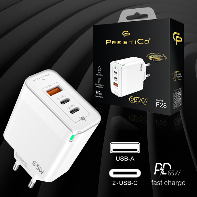 SZYBKA ŁADOWARKA SIECIOWA 60W QC PD | 2xUSB C 1xUSB-A KOSTKA FAST CHARGE Zgodność ze standardem Quick Charge 3.0 Quick Charge 4.0