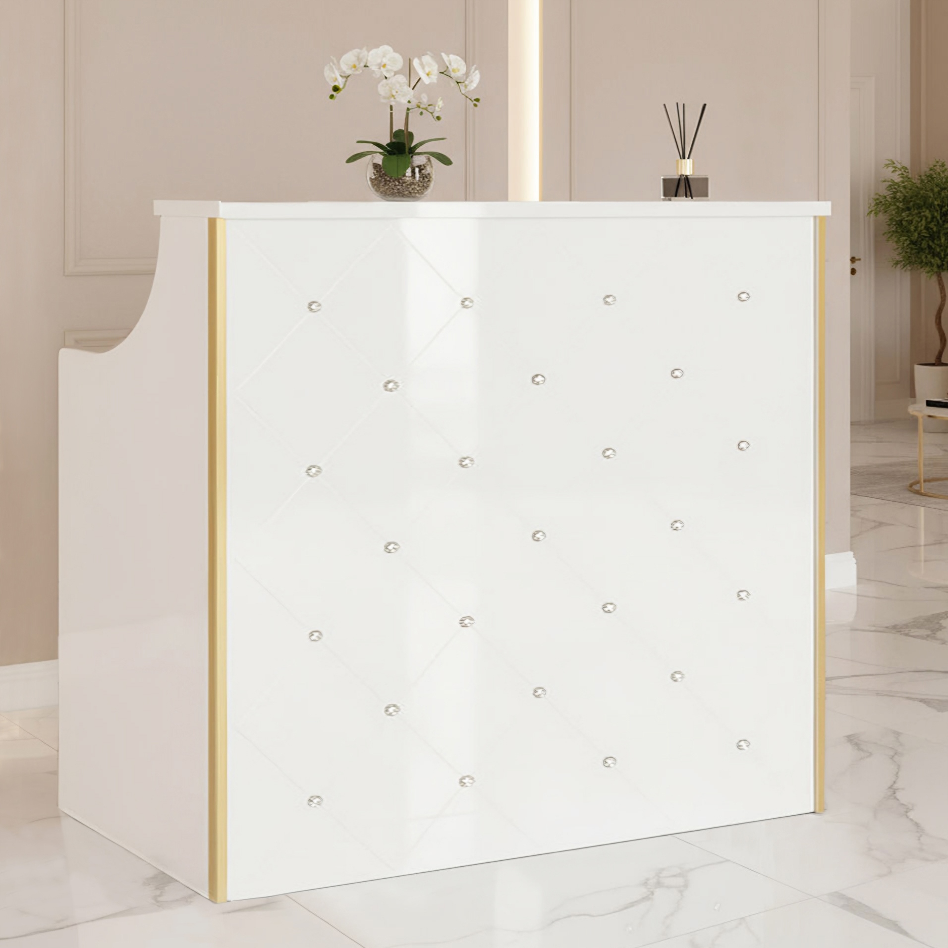 Recepcja fryzjerska lakierowana Diamond 120 cm kosmetyczna do salonu Spa