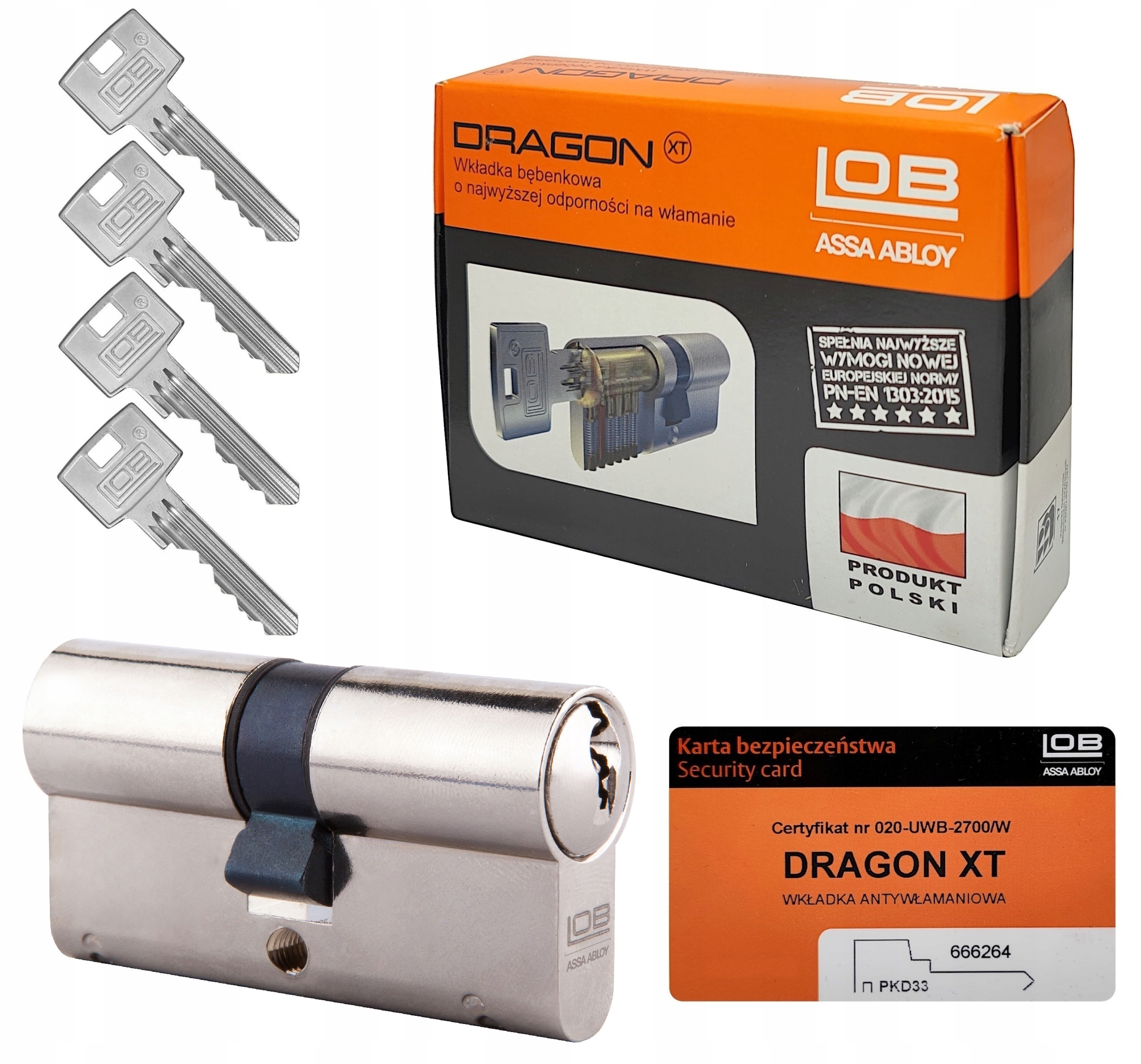 Vložka Lob Dragon Xt 45/45 niklová proti vloupání