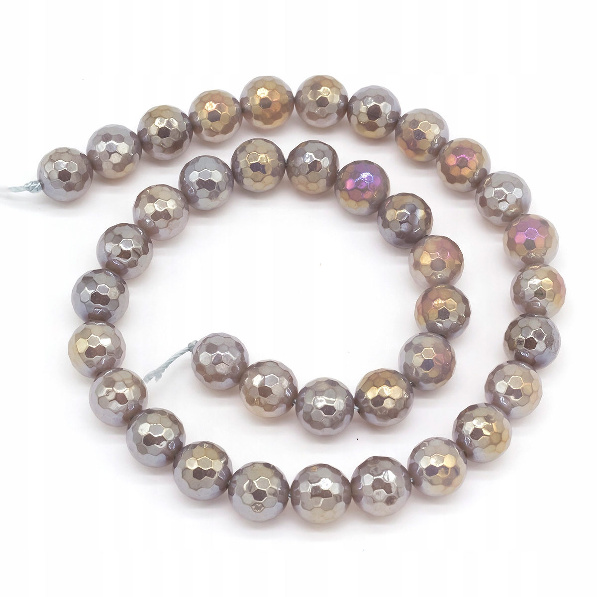 Korálky Přírodní Achát, Kulaté, Fasetované, Galv. Šedá, 10mm, 38ks/38 Cm