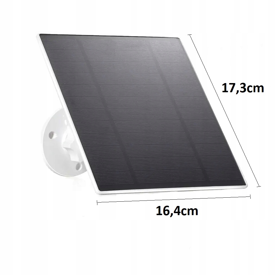 PANEL SŁONECZNY 5W DO KAMER 6-12V NA BATERIE TYP C Wysokość panelu solarnego 17.3 cm