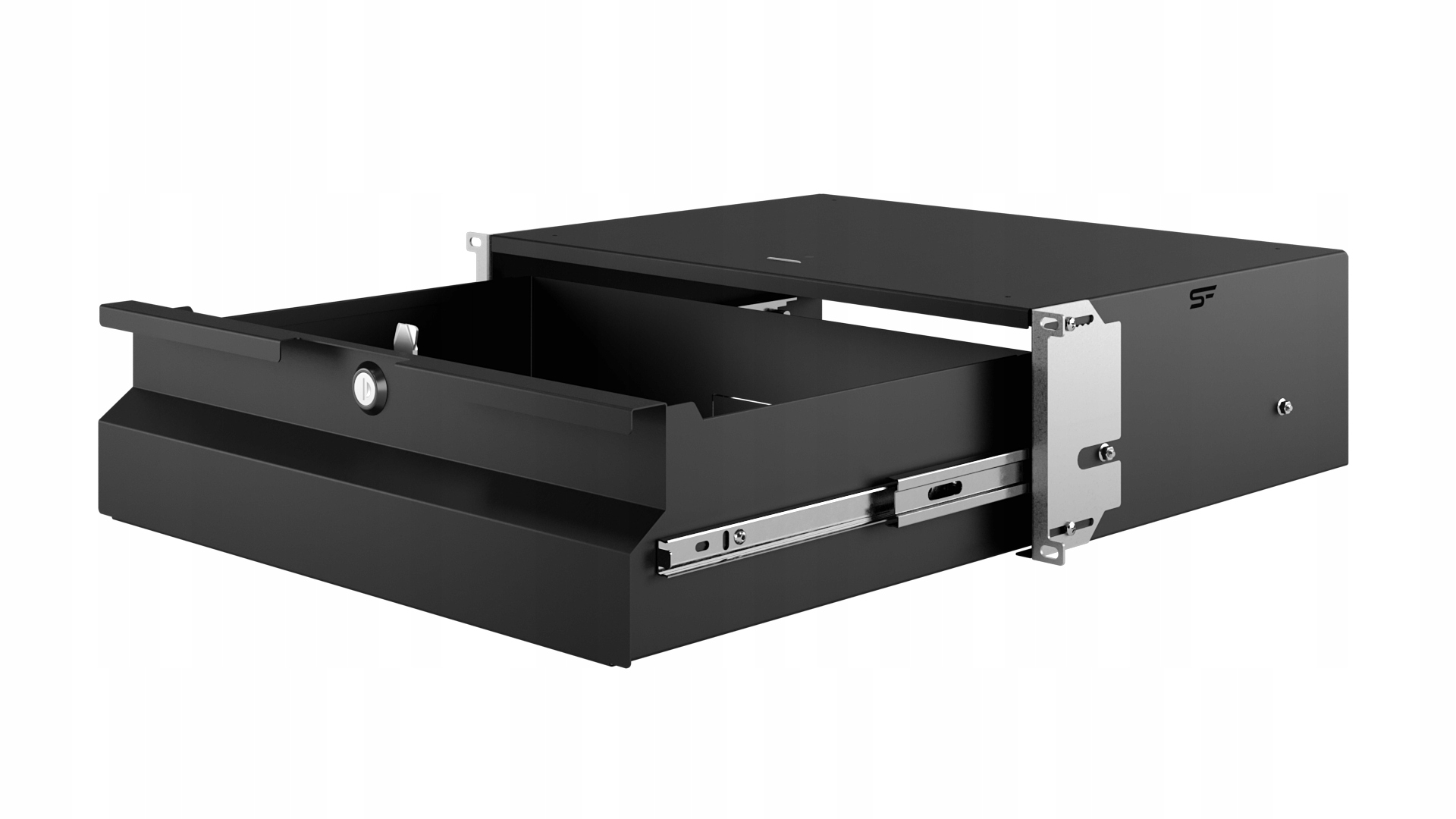 Szuflada Serwerowa Rack 19" 3U 320 mm na Zamek Czarna Stalflex