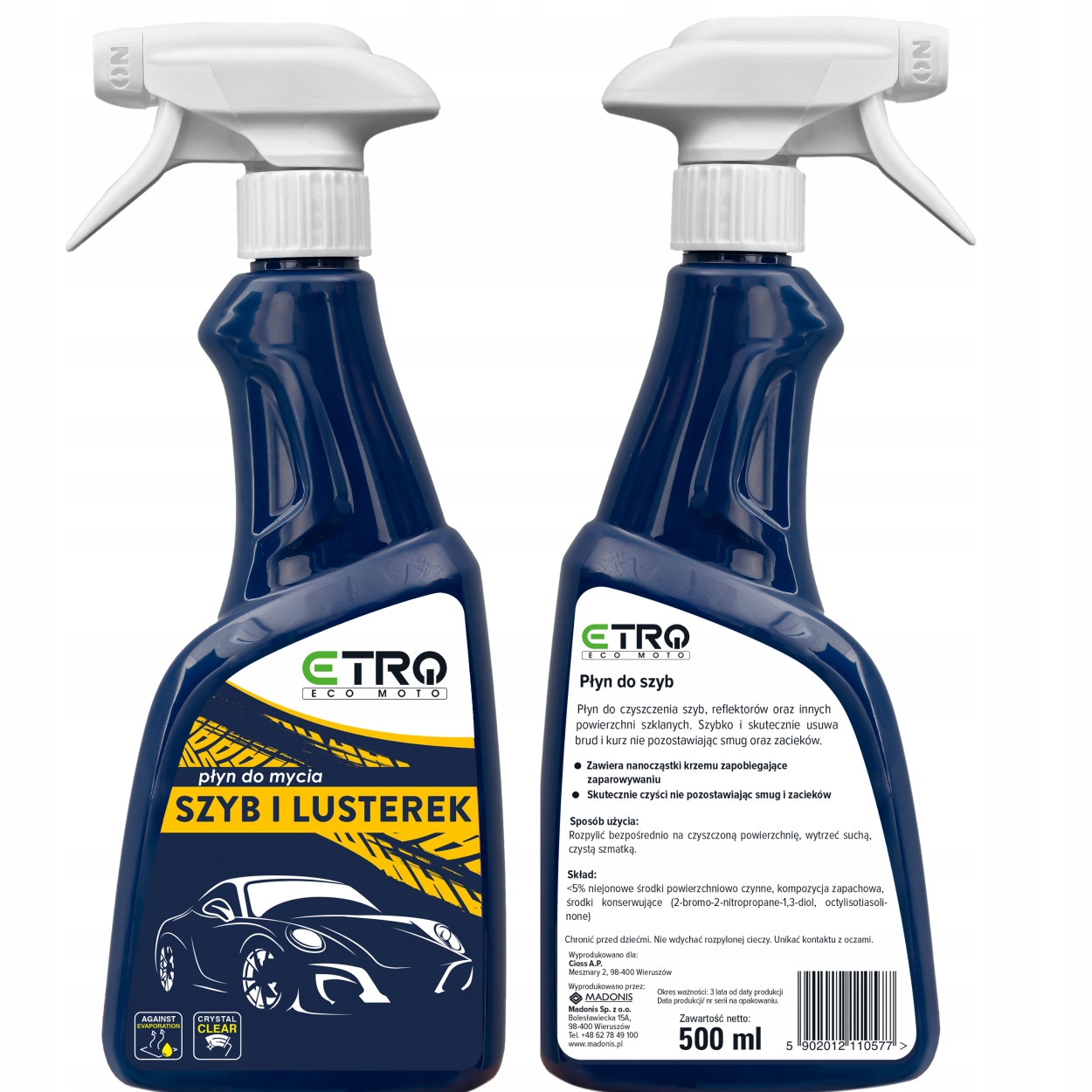 Płyn samochodowy do mycia szyb lusterek Etro 500ml
