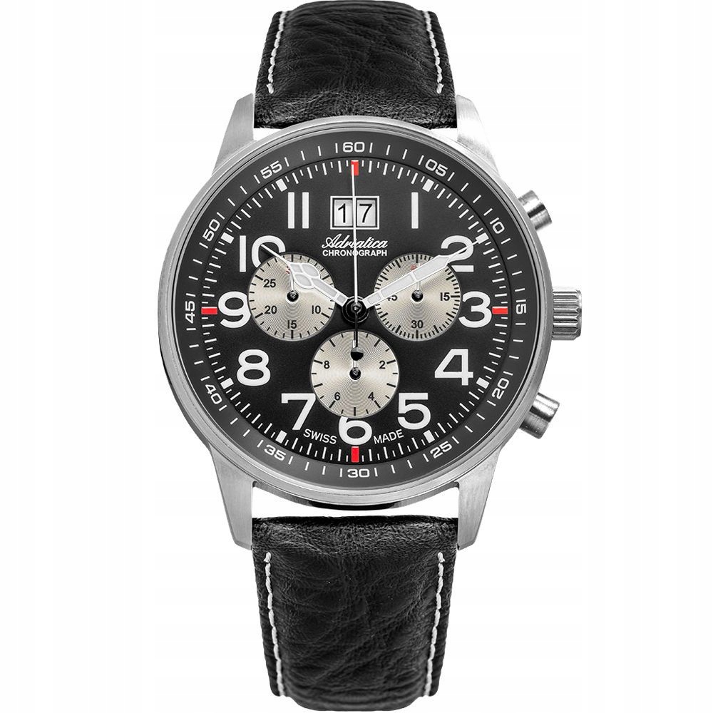 Pánské Hodinky Adriatica na řemínku A1076.5224CHSIL Chronograf Swiss MadeXL