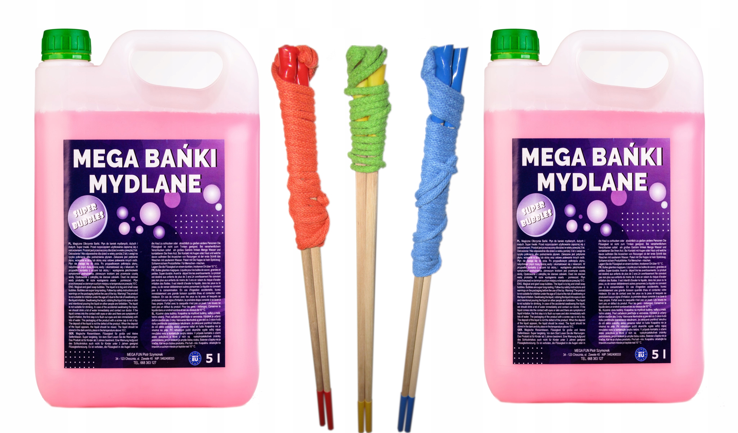 

10 Litrów Płynu Do Mega Baniek Mydlanych +3 Kije