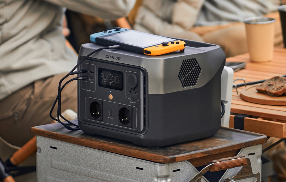 PRZENOŚNA STACJA ZASILANIA ECOFLOW RIVER 2 MAX ZASILACZ AWARYJNY UPS 512 WH Głębokość 196 mm