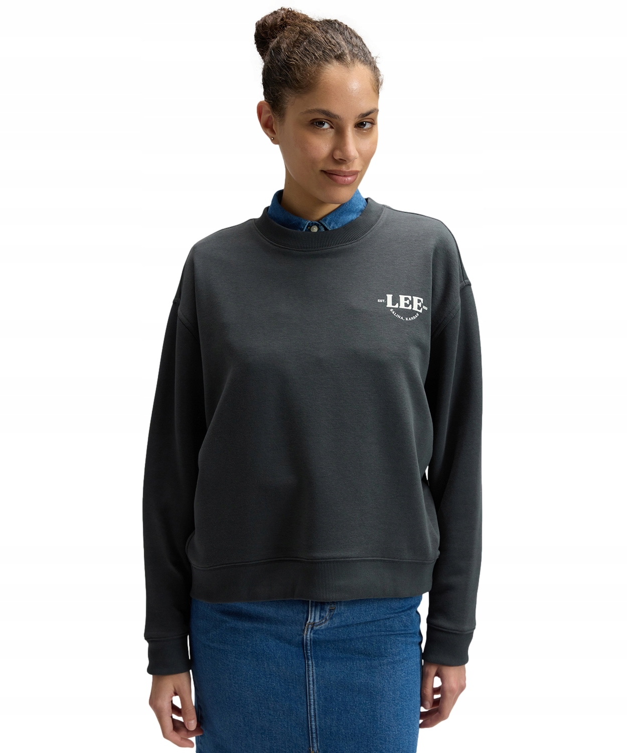 Mikina Lee Logo Sws 112377768 Washed Black L