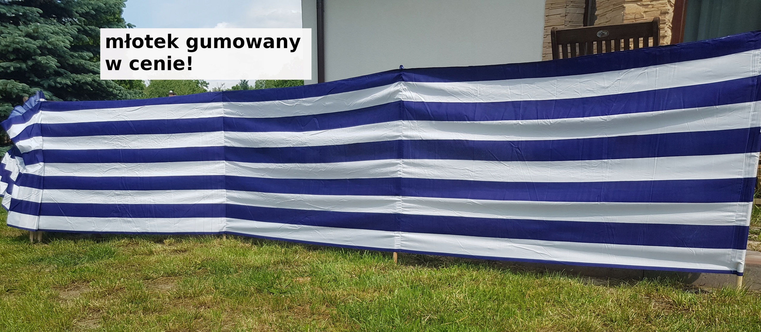 Parawan Plażowy pasy młotek 12m 1200X105CM navy