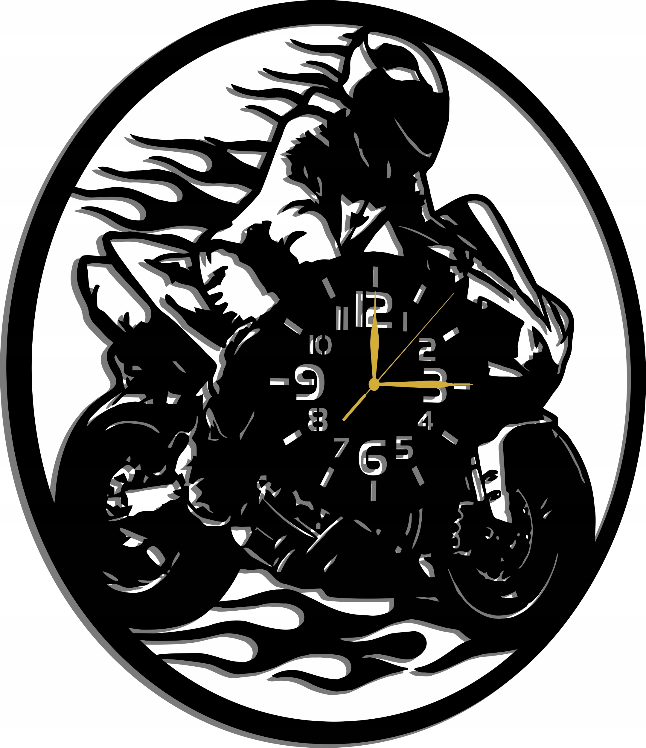 Hodiny Pro Motorkáře Fanouška Motorek S Motocyklovým Závodníkem Dárek 50 CM 3D