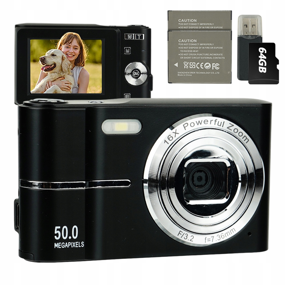 Digitální Fotoaparát CCD Hd 1080P 50 Mp Zoomem 16X 64 Gb Karta