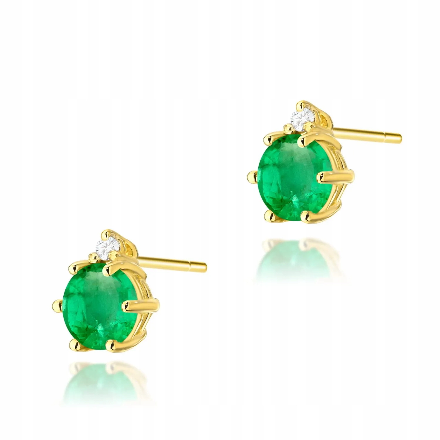 Złote kolczyki Szmaragd 2 x 0,50ct żółte złoto pr. 585