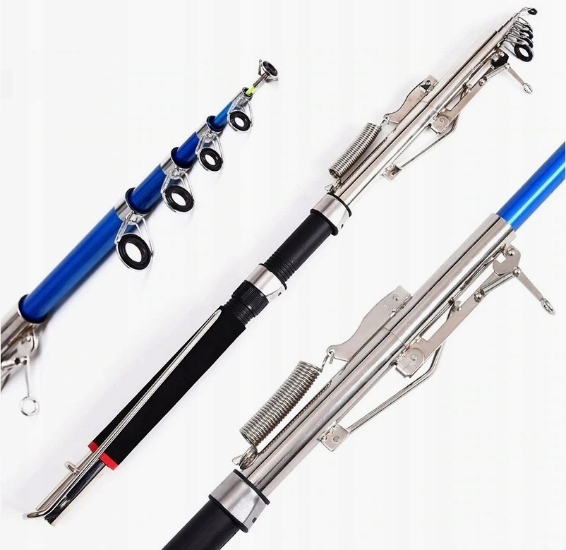 WĘDKA TELESKOPOWA SAMOZACINAJĄCA AUTOMATYCZNA+ PODPÓRKA c.w 30-120g dł 2,1m Długość całkowita 210 cm