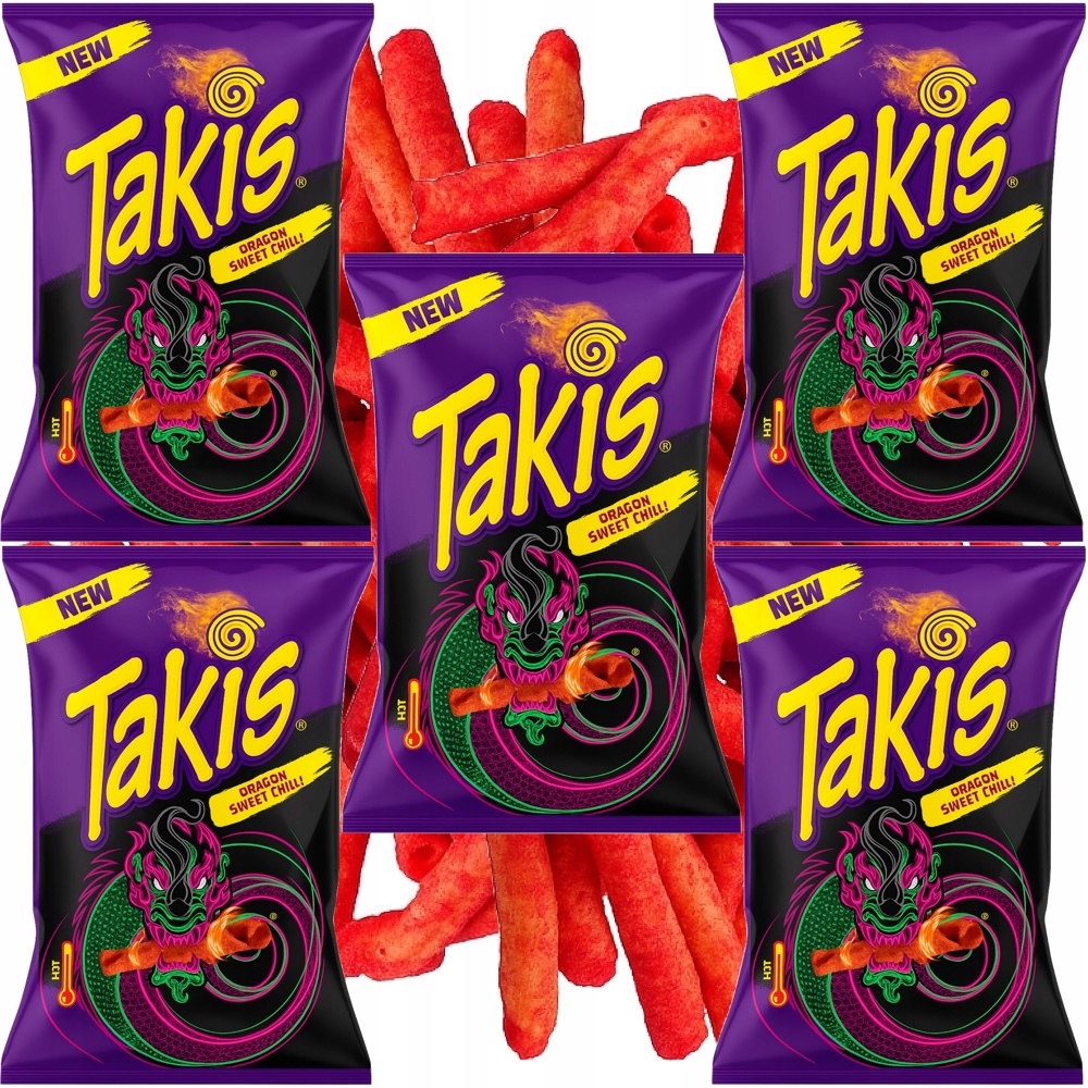 5 x Chipsy Kukuřičné Tortilla Chips Ostré Dragon Sweet Chilli 100 g Takis