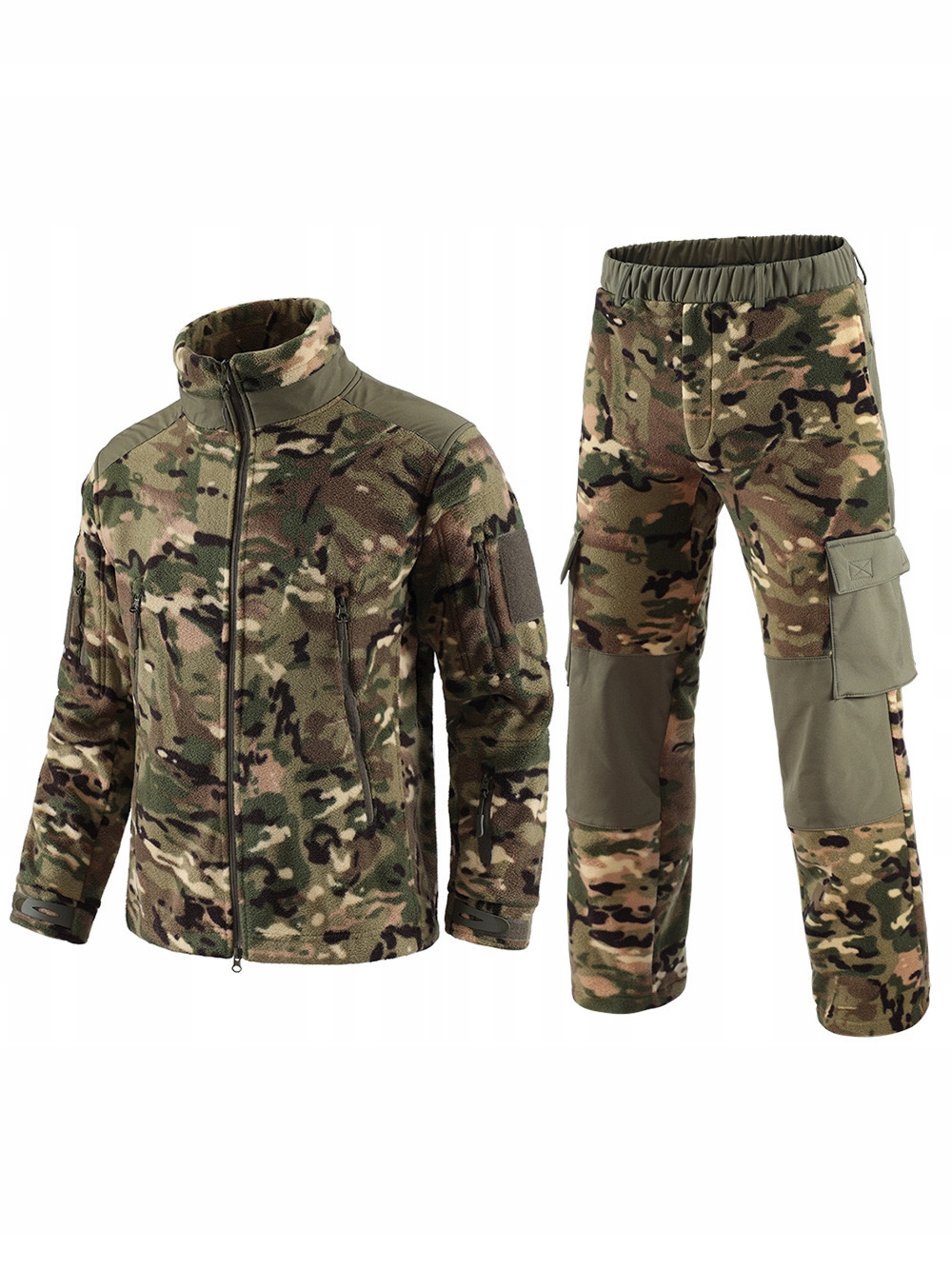 Taktyczny jesienno-zimowy komplet myśliwski z polaru , kamuflaż Cp 2XL
