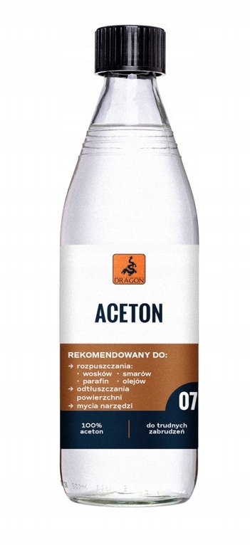 Aceton 0,5L Do Odtłuszczania Powierzchni Przed Malowaniem Klejeniem Dragon