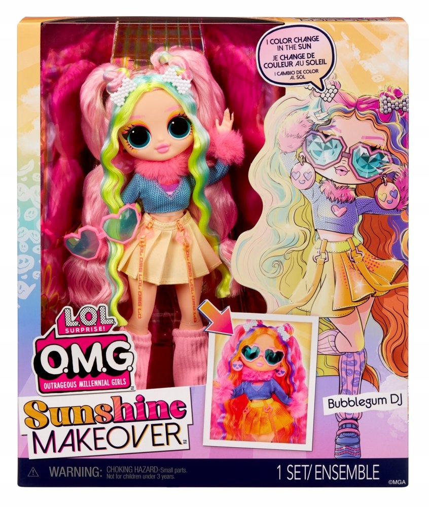LOL SURPRISE Lalka OMG Bubblegum SUNSHINE MAKEOVER Materiał plastik tkanina