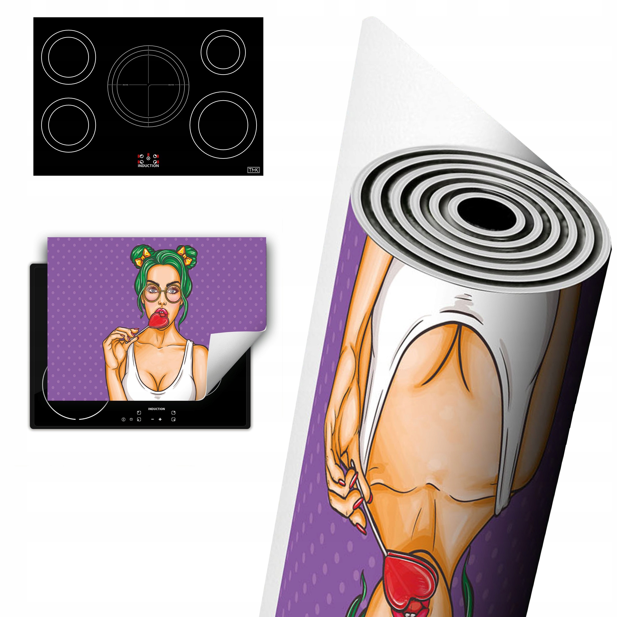 Vinylová Ochrana Na Indukci Pracovní Desky 80x52 žena pop art.