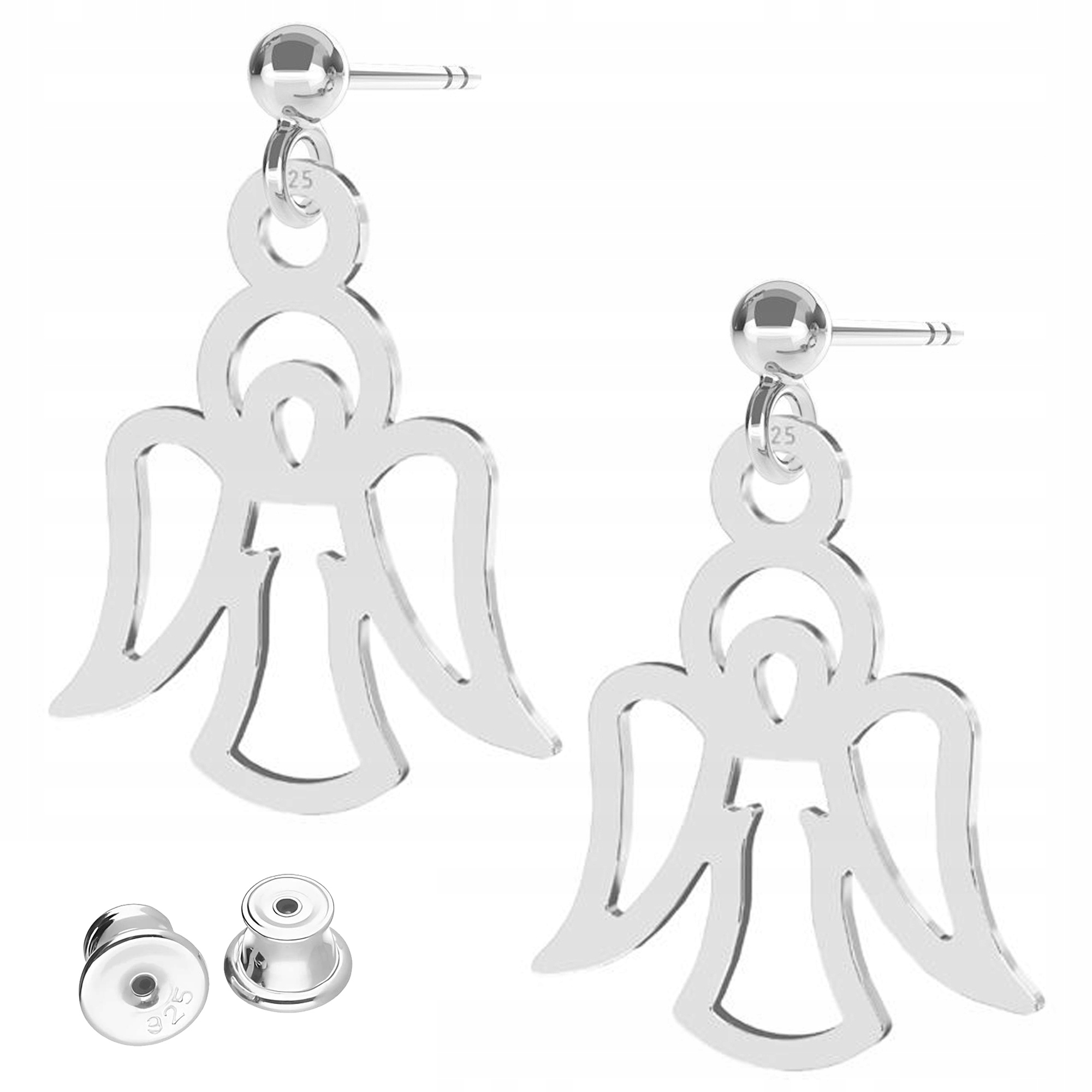 Stříbrné Náušnice Plechy s anděly Andělé strážní andělé Stříbro 925