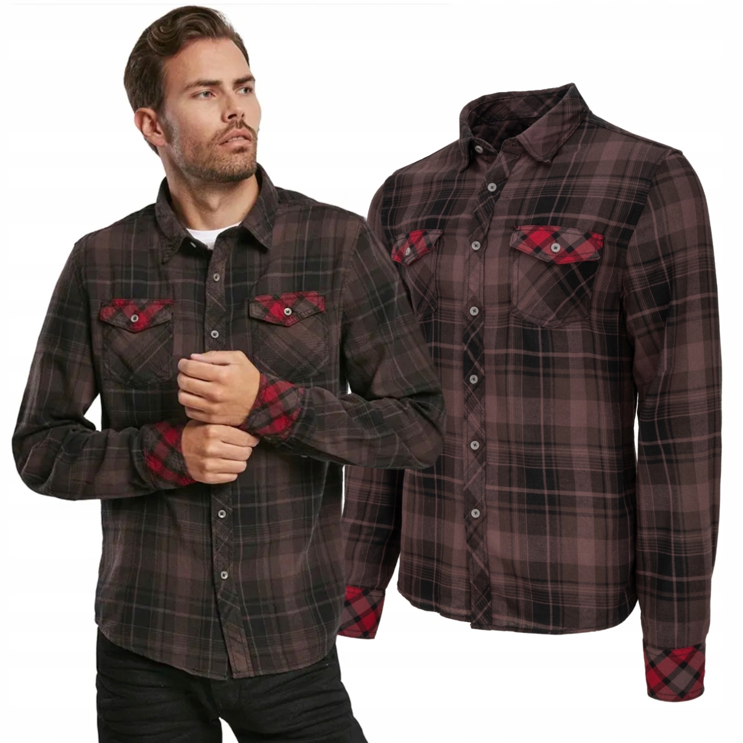 Košile s dlouhým rukávem Brandit Duncan Shirt Brown-Black M