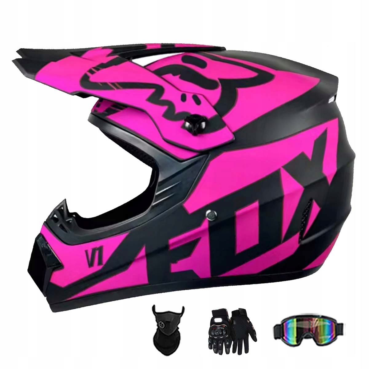 Motocyklová Přilba Crossová Lehká Enduro Quada Brýle Rukavice Maska L