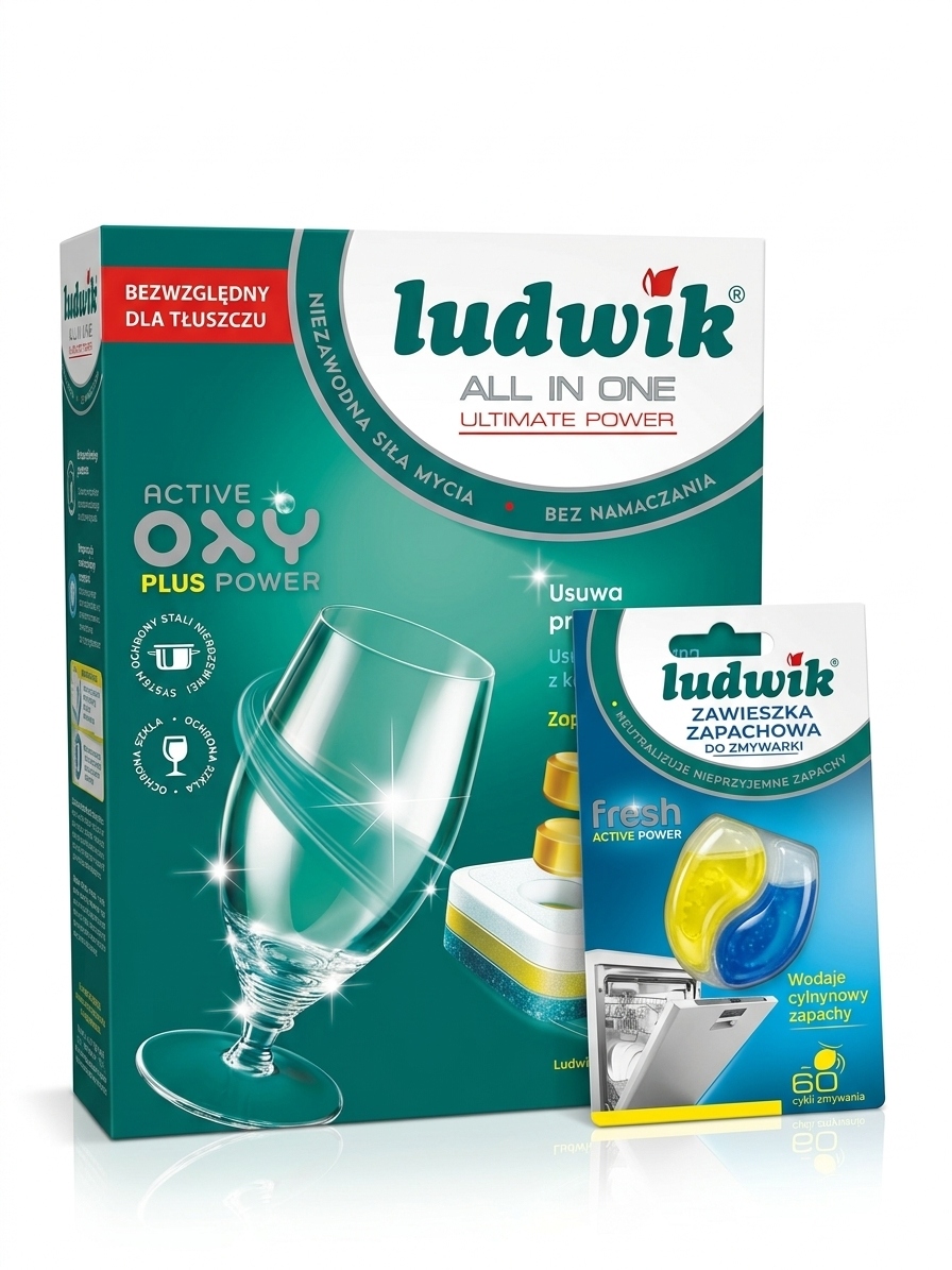 Ludwik Tabletki do zmywarki 90 szt.+zawieszka zapachowa cytrynowa 60 cykli